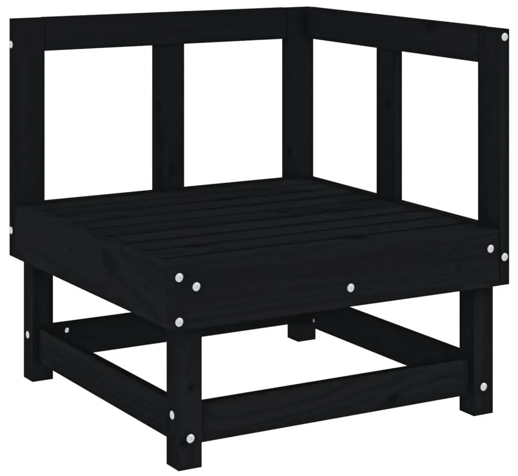 825370 vidaXL Canapea de colț pentru grădină, negru, lemn masiv de pin