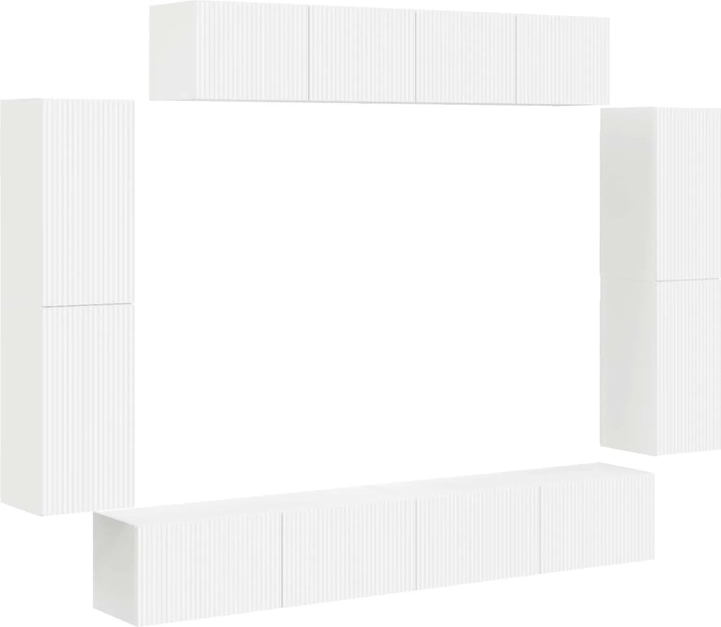 vidaXL Cabinet TV 8 pcs Alb