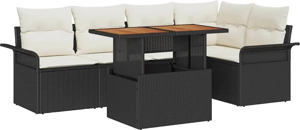 vidaXL Set de canapele pentru grădină 6 pcs Negru Rattan poli