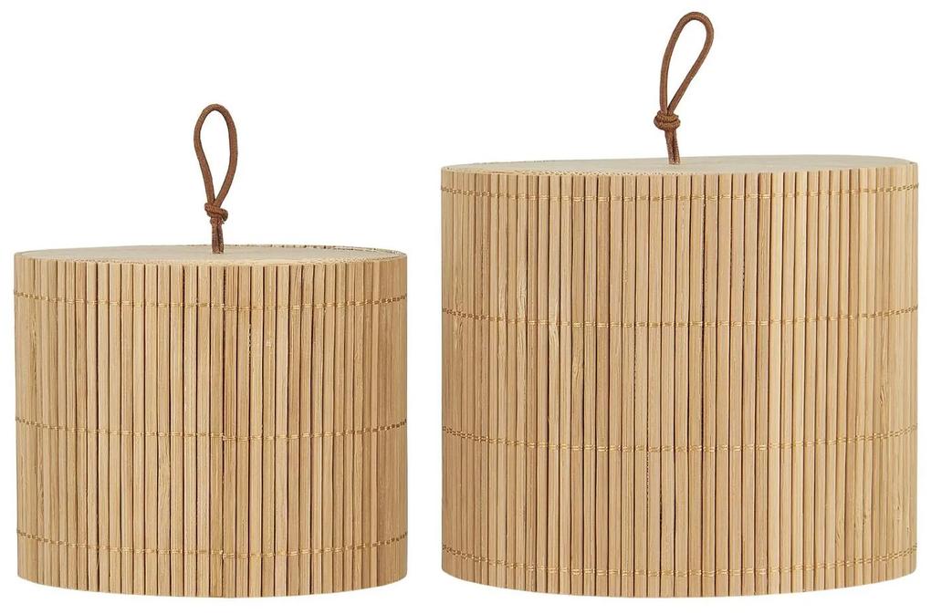IB Laursen Set 2 cutii rotunde cu capace din bambus