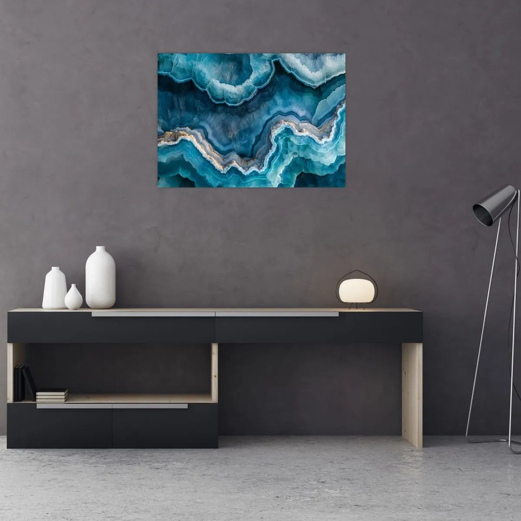 Tablou pe sticlă - Detaliu de acvamarin (70x50 cm)