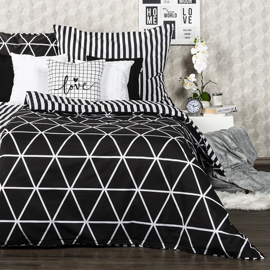 Lenjerie de pat din bumbac 4Home Galaxy, negru, 140 x 200 cm, 70 x 90 cm