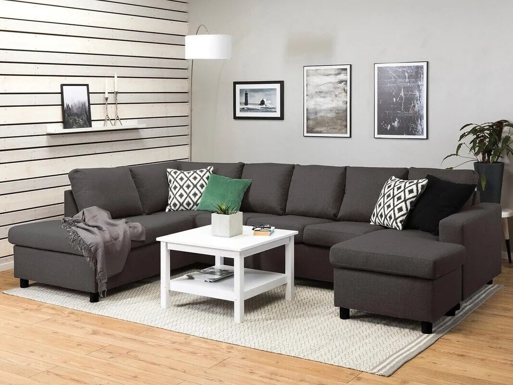 Colțar Scandinavian Choice C173Gri, Negru, 300x195x92cm, 130 kg, Picioare: Plastic