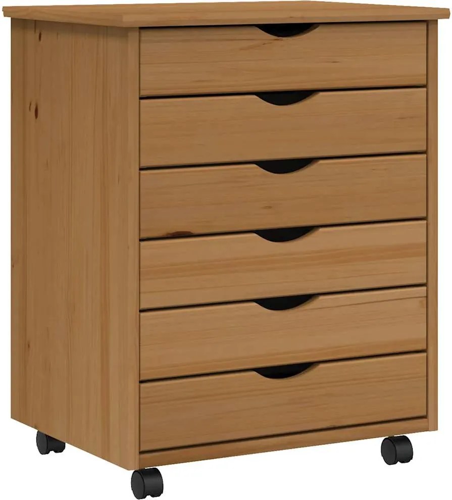 vidaXL Dulap rulant cu sertare „MOSS”, maro miere, lemn masiv de pin