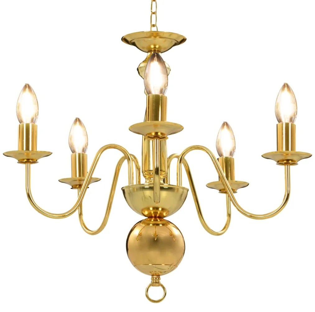 vidaXL Candelabru, auriu, 5 becuri E14