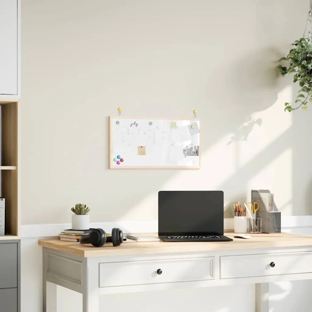vidaXL Tablă albă magnetică cu ramă din lemn masiv de pin 60x30 cm