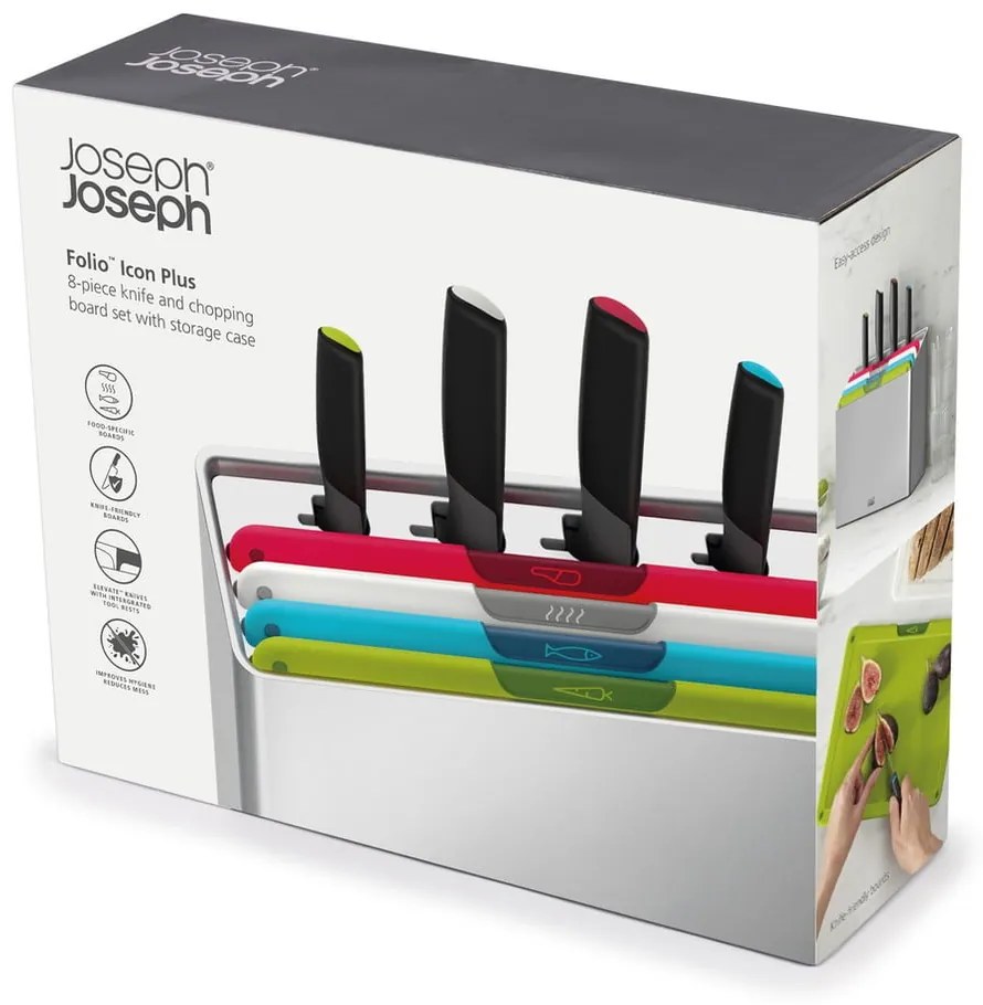 Set de tocătoare și cuțite cu suport 10x32 cm Folio Icon Plus – Joseph Joseph