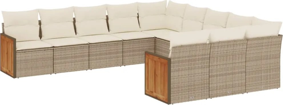 vidaXL Set canapele de grădină cu perne, 11 piese, bej, poliratan