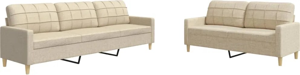 vidaXL Set de canapele, 2 piese, crem, material textil