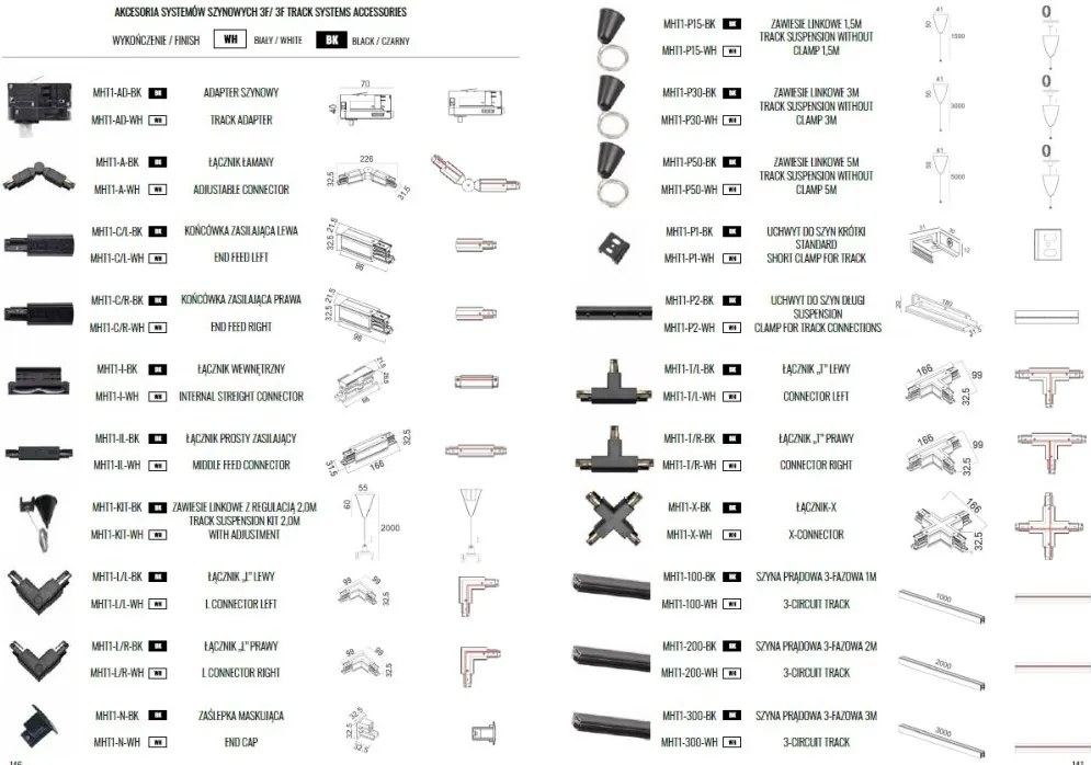 Modul liniar LED pentru sina trifazata MAXLIGHT, LINEAR TRACK BLACK