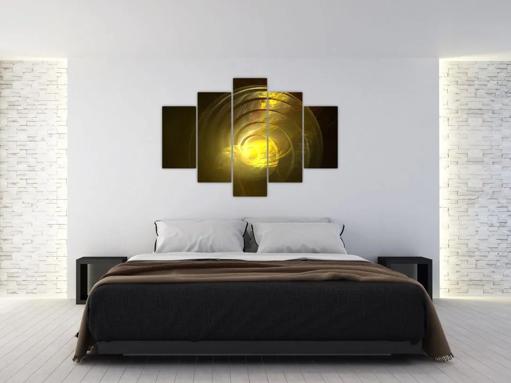 Tabloul cu spirala abstractă în galben (150x105 cm)