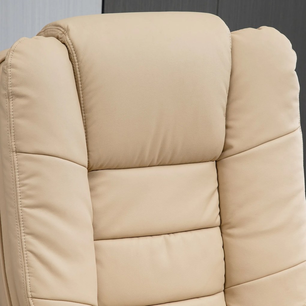 HOMCOM Set Fotoliu și Pouf pentru Picioare, Rotativ la 360° și Reclinabil cu Suport pentru Cap și Brate, 85x106x94cm, Bej | Aosom Romania