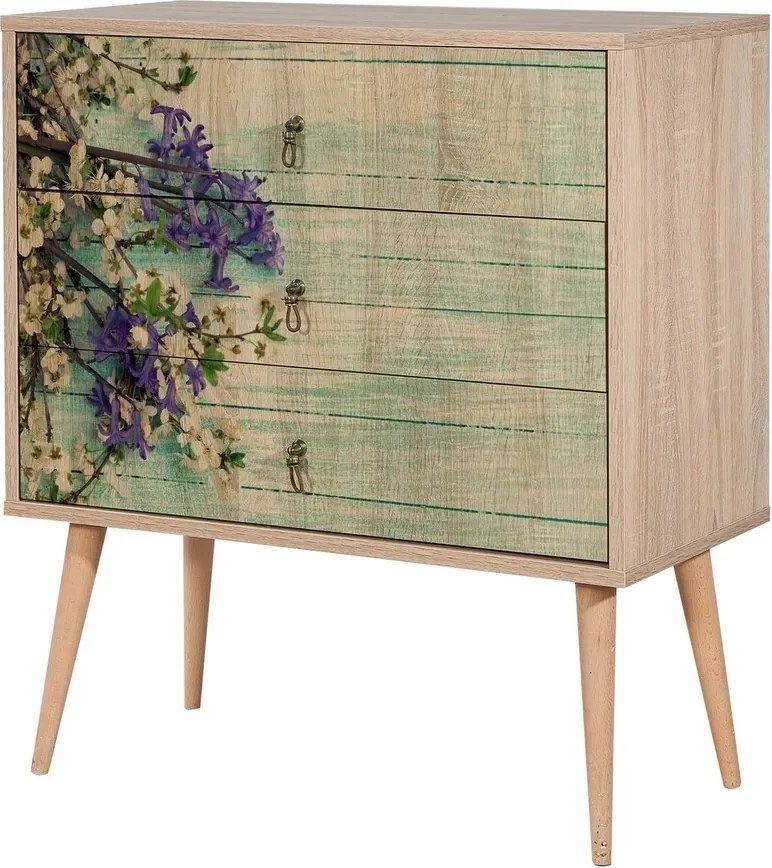 Comoda cu 3 sertare Trio 727, Vella, 80x40x90 cm, multicolor