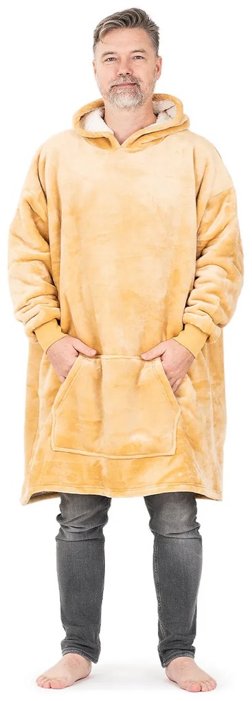 Hanorac din imitație de blăniță microfleece bej, uni L - pentru bărbați