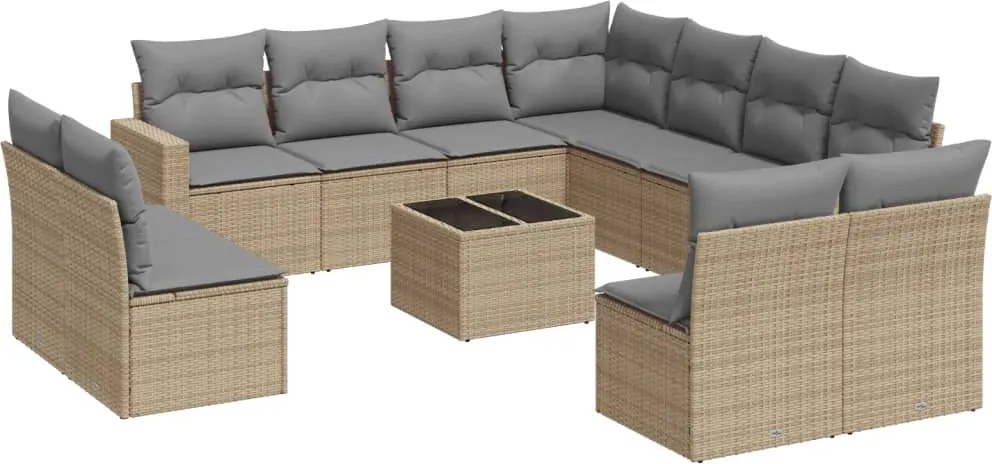 vidaXL Set canapele de grădină cu perne, 12 piese, bej, poliratan