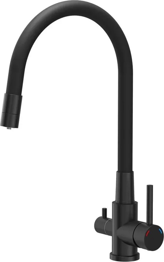 Baterie bucatarie cu pipa flexibila Quadron Pop Agnes finisaj negru carbon