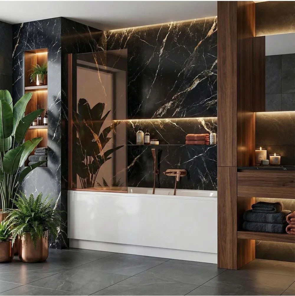 Paravan de baie Rea Elegant cupru periat 80