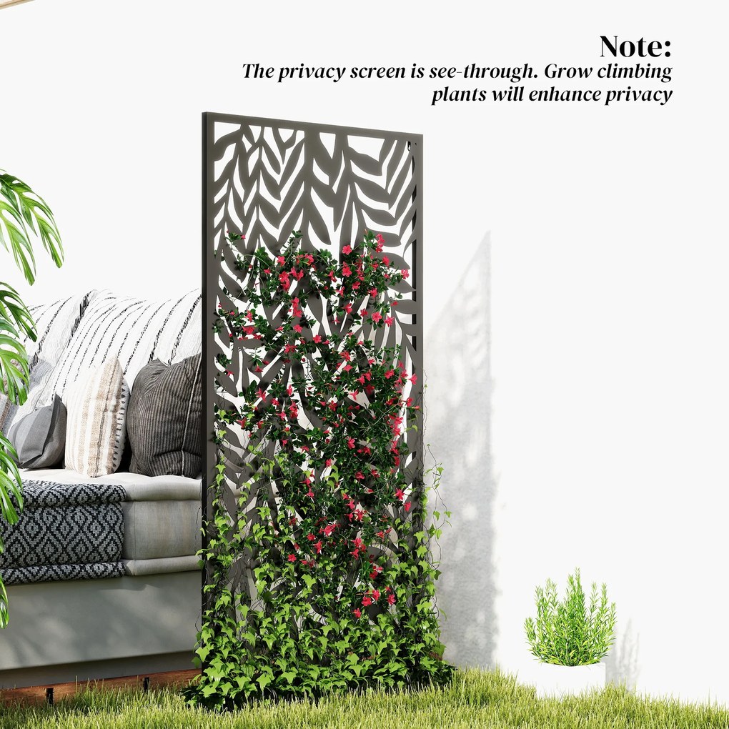 Outsunny Separator de cameră 65 x 130 cm, paravan freestanding/suspendat, panou de protecție vizuală din metal, Negru | Aosom Romania