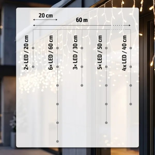 BRILAGI - LED pentru exterior ghirlandă de Crăciun 1200xLED/8 funcții 63m IP44 alb cald țurțuri