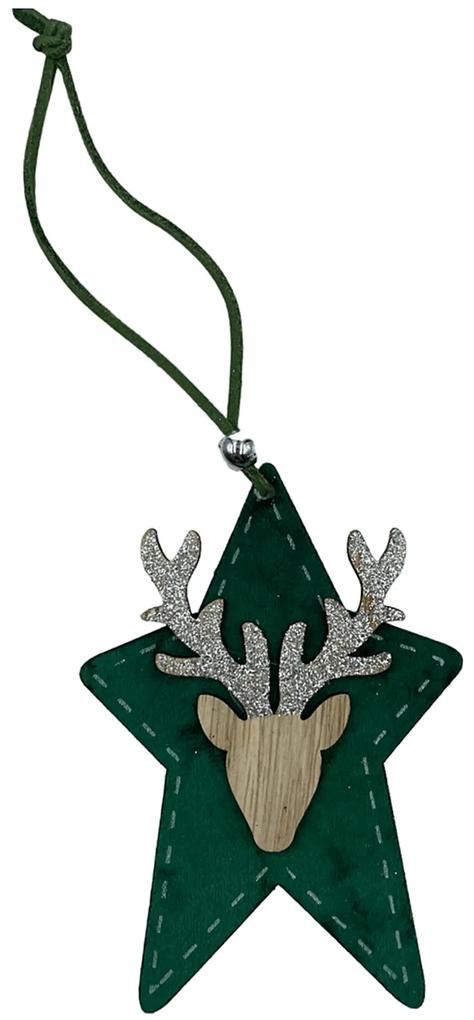 Ornament Craciun Stea Country 12cm, Verde