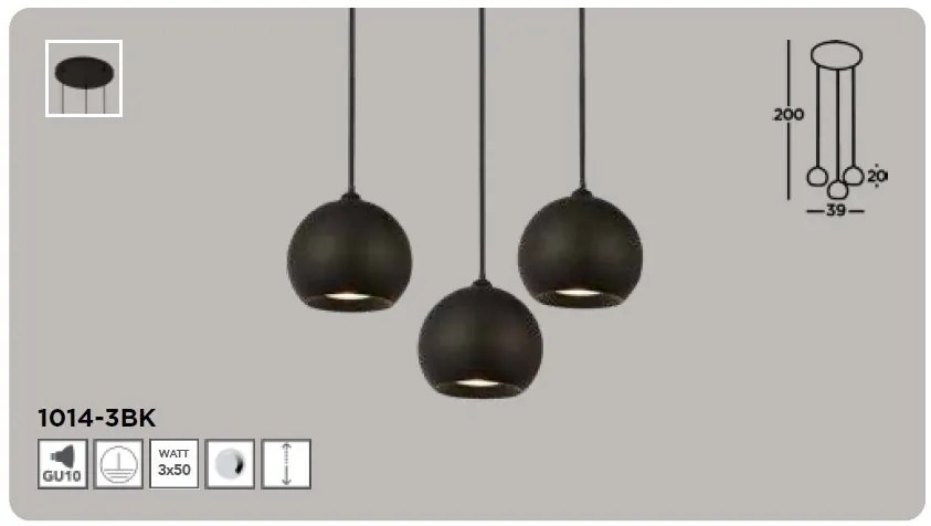Lustra cu 3 pendule design modern Eindhoven