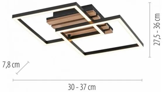 JUST LIGHT. 14053-79 - Plafonieră LED AKUSTIKA LED/15W/230V, stejar/negru