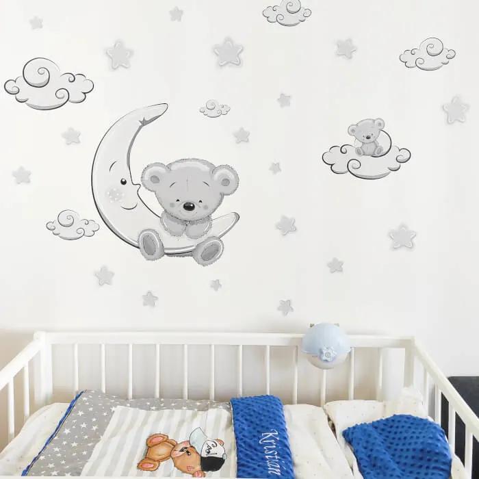 INSPIO Autocolant pentru perete - Ursuleț gri sticker perete copii