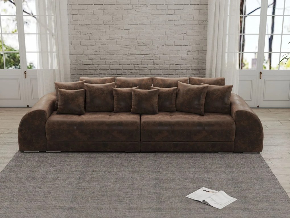 Canapea extensibilă dumonde cu 2 lăzi de depozitare si sezut confortabil din spuma high-density,Verona Madagaskar Brown 310x100 cm
