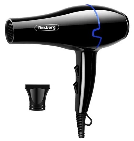 Uscator de par Rosberg R51100K, 2000 W, 3 trepte, 2 viteze, Concentrator, Negru