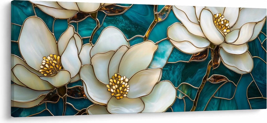 Tablou - Vitraliu cu magnolie (120x50 cm)