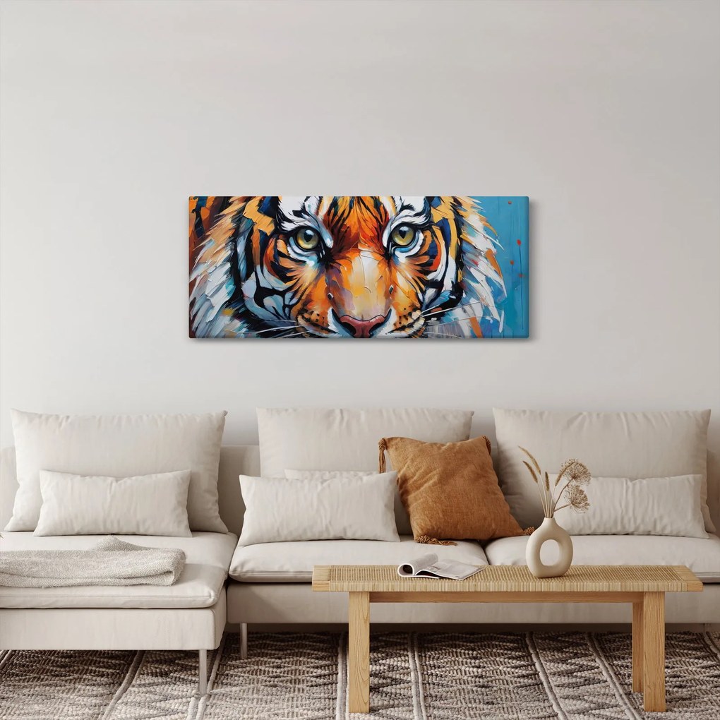 Tablou - Vedere a unui tigru, pictură (120x50 cm)