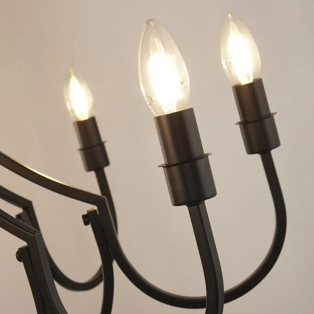 Candelabru cu 8 brate design rustic Lodge negru