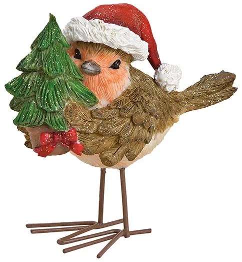 Figurina vrabiuta festiva 12x11x6 cm