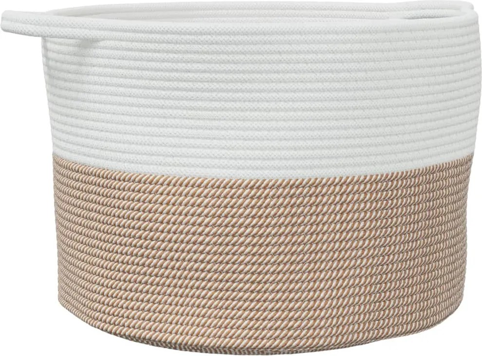 vidaXL Coș de rufe, maro și alb, Ø55x36 cm, bumbac