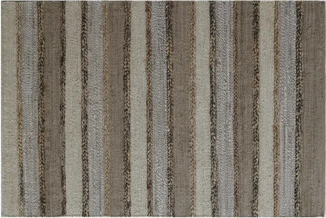 Covor din iută, lână și bumbac țesut manual, antiderapant, multicolor natural, 140 x 200 cm, 2200 GSM, „Jute Wool Carpet"