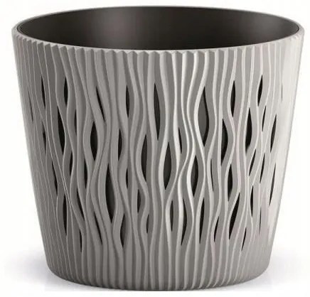 Ghiveci decorativ de flori, rotund, gri, 15.8x13.8 cm, Sandy Round