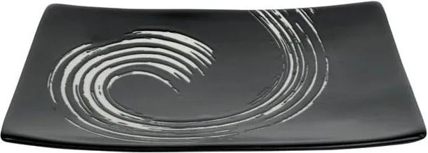 Farfurie dreptunghiulară Tokyo Design Studio Maru, 20,5 x 14 cm, negru