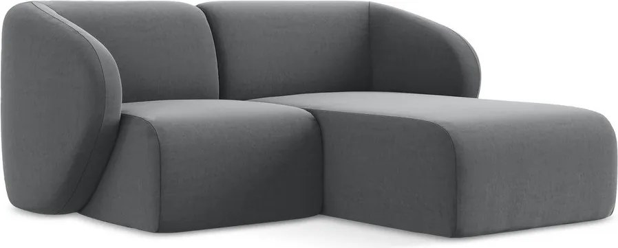 Colțar gri cu tapițerie din catifea (cu colț pe partea dreaptă/cu șezlong) Lani – Makamii