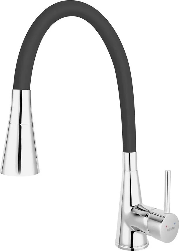 Baterie bucatarie cu pipa flexibila Ferro Zumba II negru