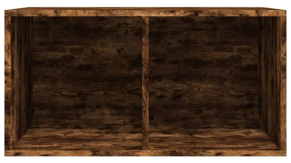 Cutie de depozitare viniluri, stejar fumuriu, 71x34x36 cm, lemn 1, Stejar afumat