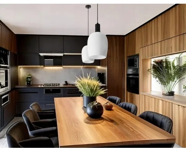 Lustră suspendată pe cablu WOLKEN 1xE27/40W/230V alb/negru