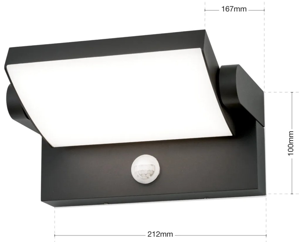 Aplica LED pentru exterior cu senzor de miscare IP54, GINGER antracit