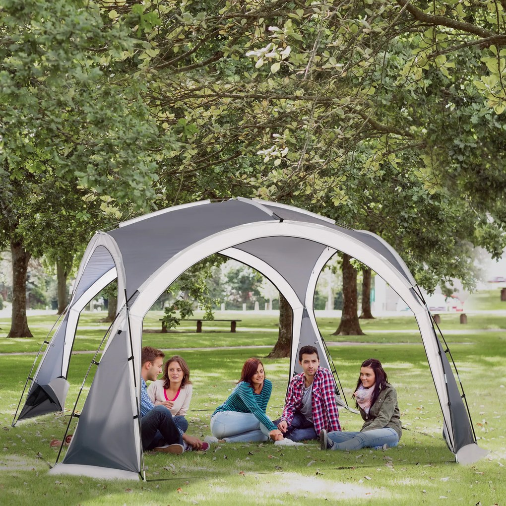 Outsunny Cort de camping tip dôme familial pentru 6-8 persoane cu 4 uși cu plasă de zippé, material Oxford și cârlig pentru lampă | Aosom Romania