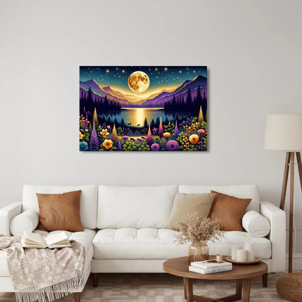 Tablou peisaj romantic cu lună plină