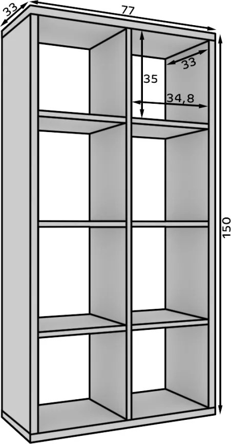 Bibliotecă, 77x150 cm, Cleo V, ADRK Furniture (Culoare: Sonoma)