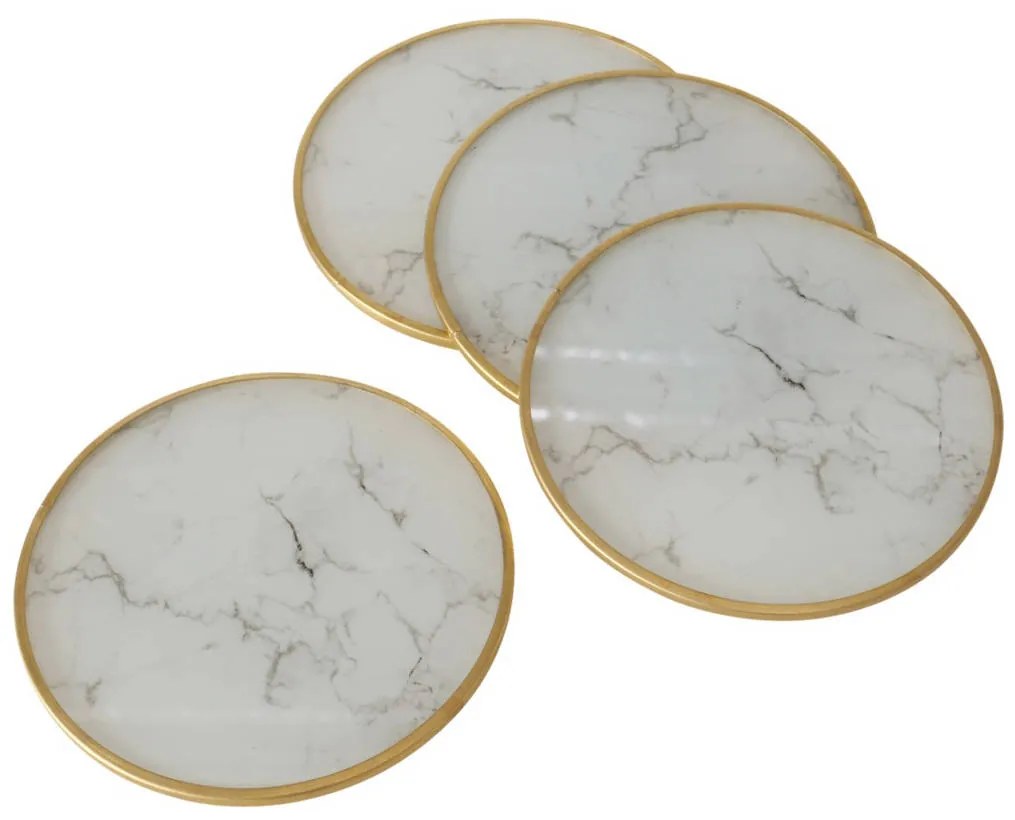Coastere Glamouri, set de 4, model marmura, Ø 10 cm