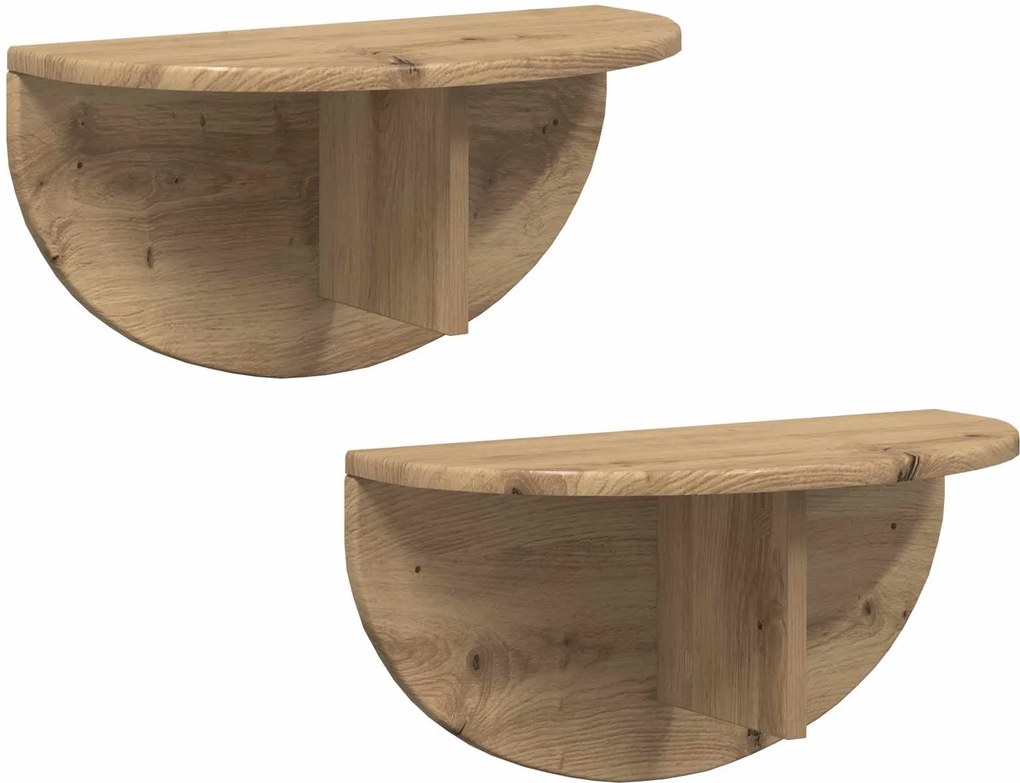 vidaXL Raft de perete Pe perete 2 pcs Stejar Artizanal 48 x 24 x 24 cm