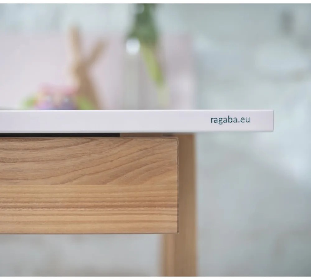 Birou cu bază din lemn de frasin Ragaba Luka, lungime 85 cm, gri