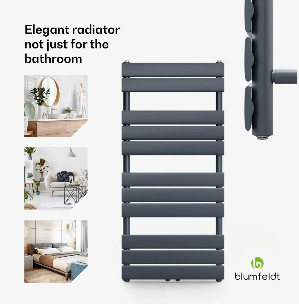 Blumfeldt Fairmont, 50 x 107, radiator, 509 W, apă caldă, 4 șine pentru prosoape, 1/2"