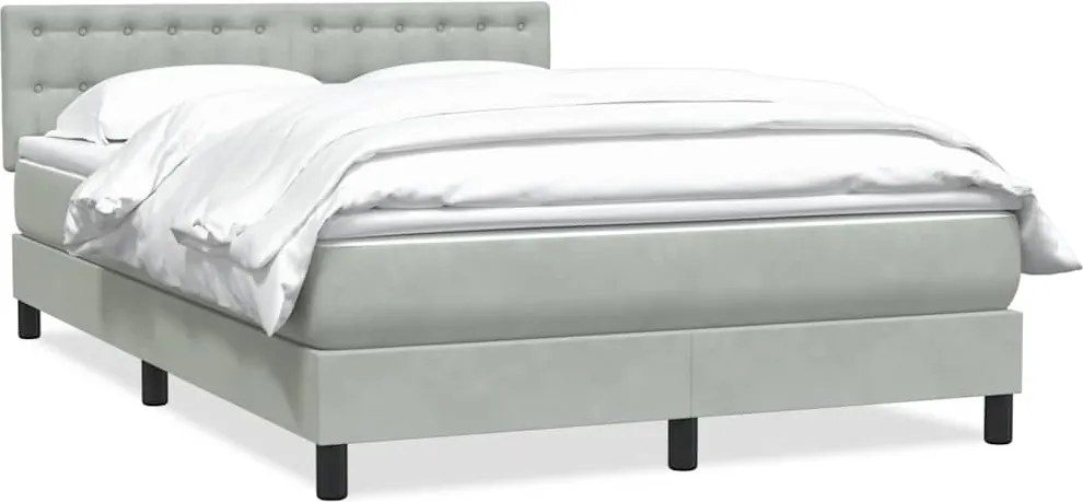 vidaXL Pat box spring cu saltea, gri deschis, 160x210 cm, catifea